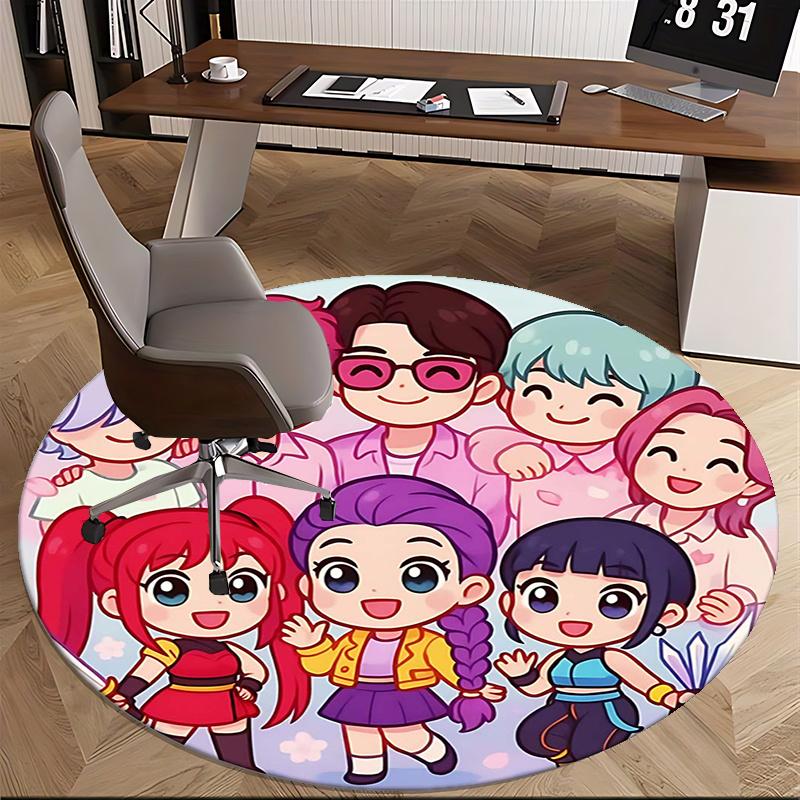 Коврик для стула K-pop девушек, Круглый ковер, Ковер для офиса, Нескользящий, Подходит для гостиных, спален, Декор1205743a