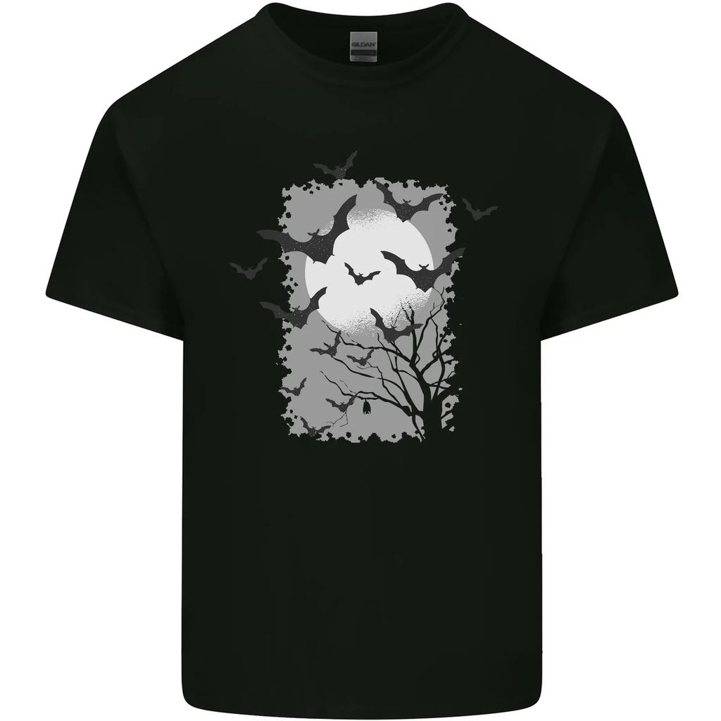 A Bat Landscape with a Full Moon Halloween Kids T-Shirt Childrens