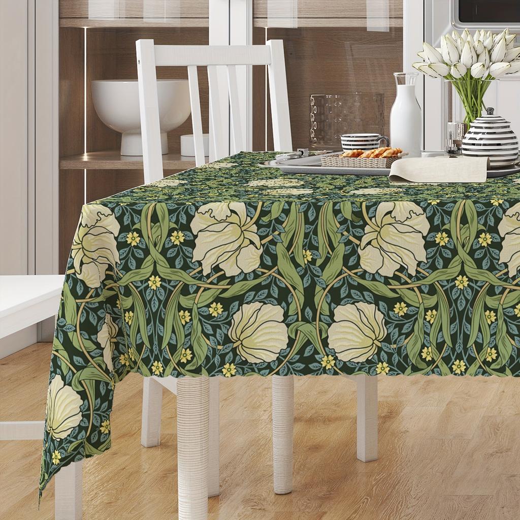 Maurice Retro Floral Tablecloth, Abstract Floral Decorative Round TableclothZYC