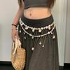 Elegant Double Layer Seashell Waist Chain Starfish Belly Chain Niche Ocean Themed Body Chain  Beach