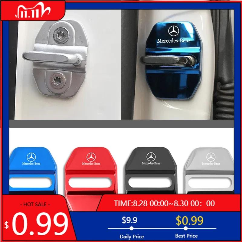 GLC GLB 4Pcs 3D Car Door Lock Cover Accessories For Mercedes Benz AMG W206 W204 W205 W212 W213 W221 W222 W223 W251 W464 W240 W2