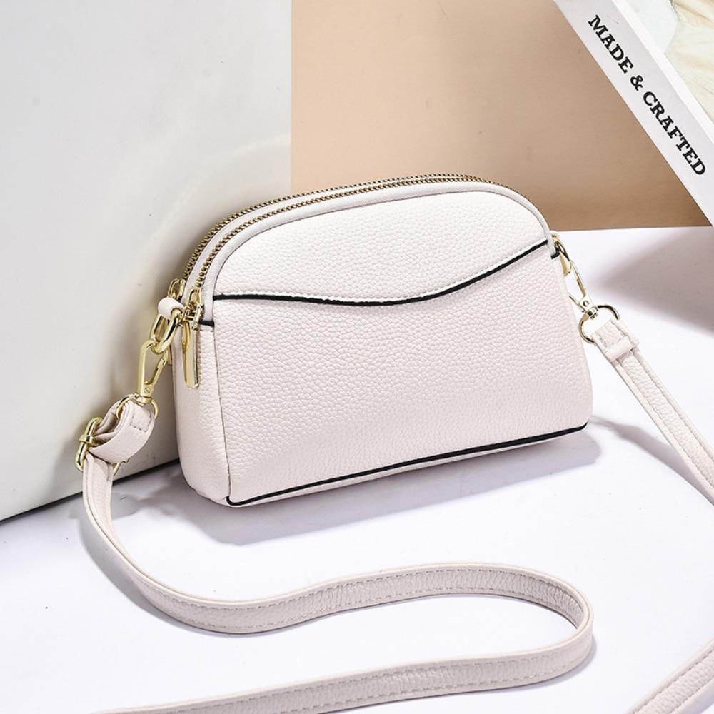 Fashion PU Crossbody Phone Bag Double Compartment Adjustable Crossbody Bag Durable Stylish Mini Square Bag Travel
