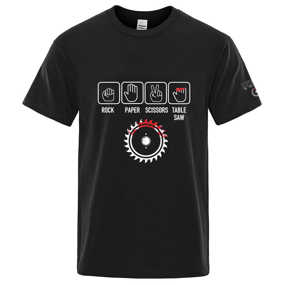 Rock Paper Scissors Table Saw Funny Carpenter 2025 Unisexs New Summer Ordinary Shortsleeved Shirt Breathable Daily Streetwear Top