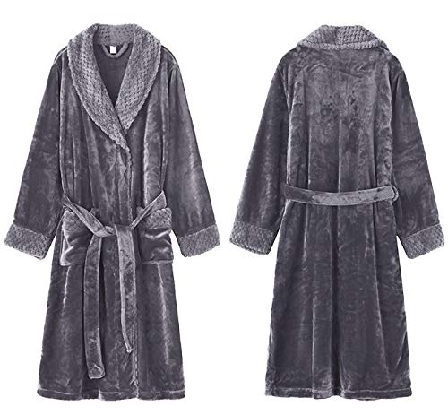 Bathrobe Gown Unisex Bathrobe After Bath Room Wear Loungewear Nightgown Stylish XL Size Navy [Arcade] Men's Women's