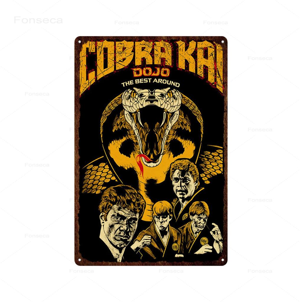 Классический комедийный фильм о кунг-фу. Жестяные таблички с изображением «Кобра Кай» в стиле ретро для украшения бара и дома.