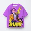 Demon Hunters Kpop T-shirt Girls Boys Short Sleeve Purple Tee Anime Children's Clothing Huntrix Tiger Harajuku Tops Tshirt Gifts