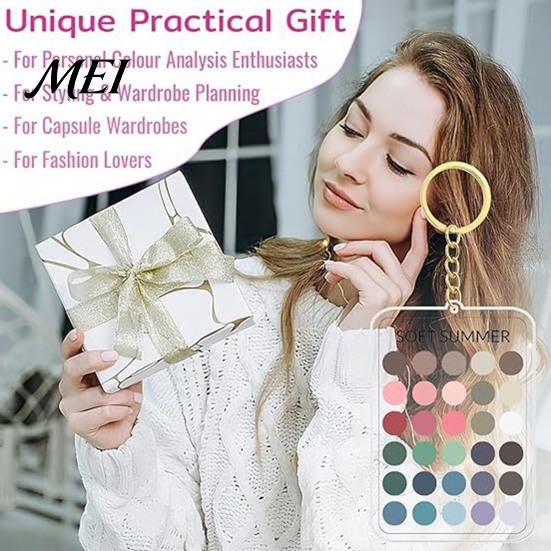 Makeup Color Guide 2Pcs Palette Keychain Pendant, Clear Acrylic Season Analysis Swatches Spring Summer Fall Winter Colors Keychain, Card, Gifts