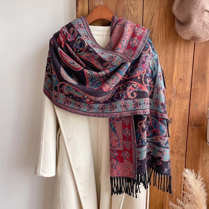 Fashion Thick Soft Cashmere Luxury Brand Jacquard Scarf Women Winter Poncho For Lady Casual Neckerchief Bandana Shawl Headband