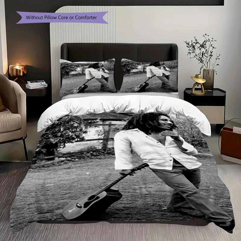 Rasta Lion Set Vibrant Colors Bold Bedding 1 Duvet Cover 2 Pillowcase Without Core Bedding Set Soft And Comfortable Christmas Birthday Gift