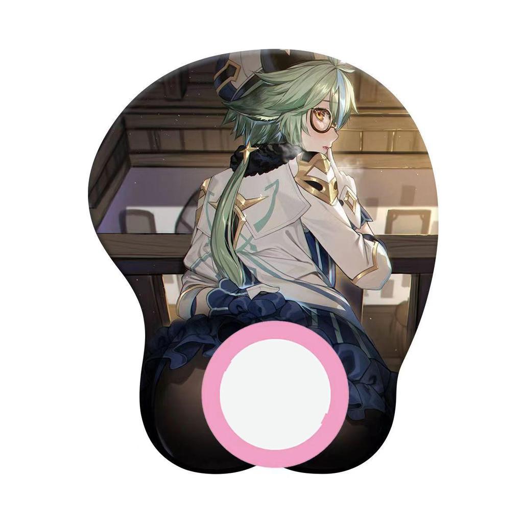 3D силиконовый коврик для мыши с анимационным персонажем, трехмерный коврик для мыши на запястье, ягодицы