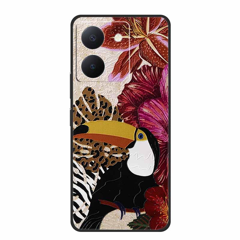3D Emboss Case For Vivo Y27s Phone Case Relief Black Silicone Soft Back Cover Coque Funda For Vivo Y27s Case Y 27 s Capas 6.64"