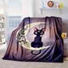 Lunar Cat Magic Night Blanket Flannel Blanket for bed, sofa, Camping, Hiking, Picnic Essentials, gift for family Fan gifts