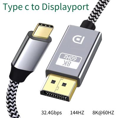Адаптер Type C на DP1.4 8K 60 Гц DP 1.4 Кабель Display Port Displayport для ПК Ноутбука ТВ Проектора Аудио Видео Кабели 32.4 Гбит/с