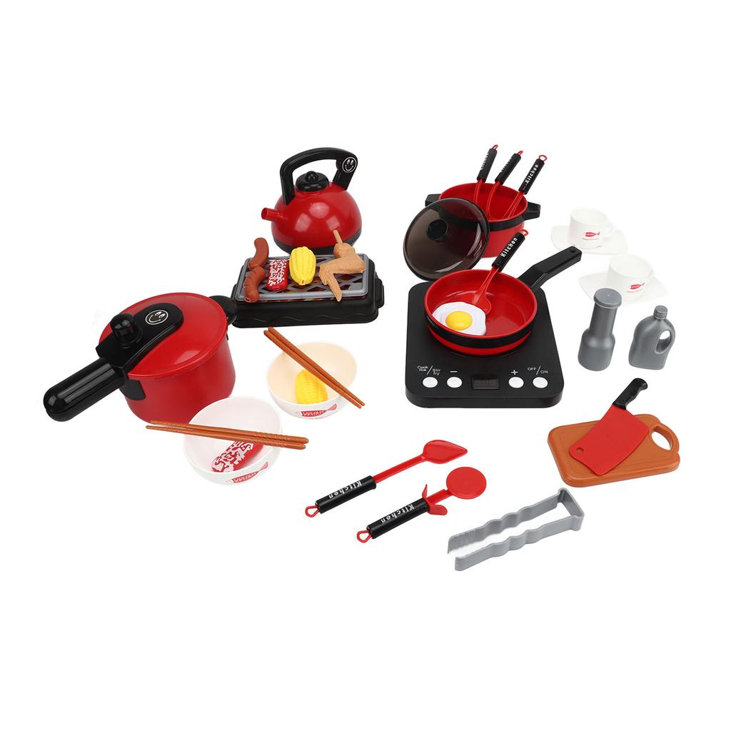 Детский игровой набор кастрюль, ролевая игра, готовка, воображаемые пластиковые кухонные игрушки, красные