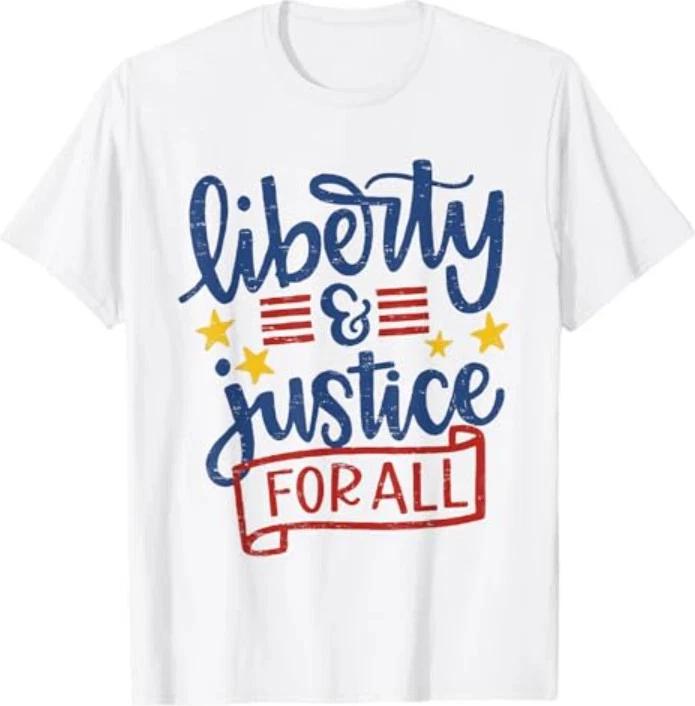 Funny 4th Of July Retro Liberty And Justice For All TShirt