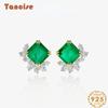 Ювелирные серьги Tancision Серьги из стерлингового серебра из синтетического изумруда в стиле ретро.