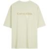 Calvin Klein Модная повседневная многослойная футболка с надписью из хлопка свободного кроя с коротким рукавом для женщин, цвет морской волны 47AB818