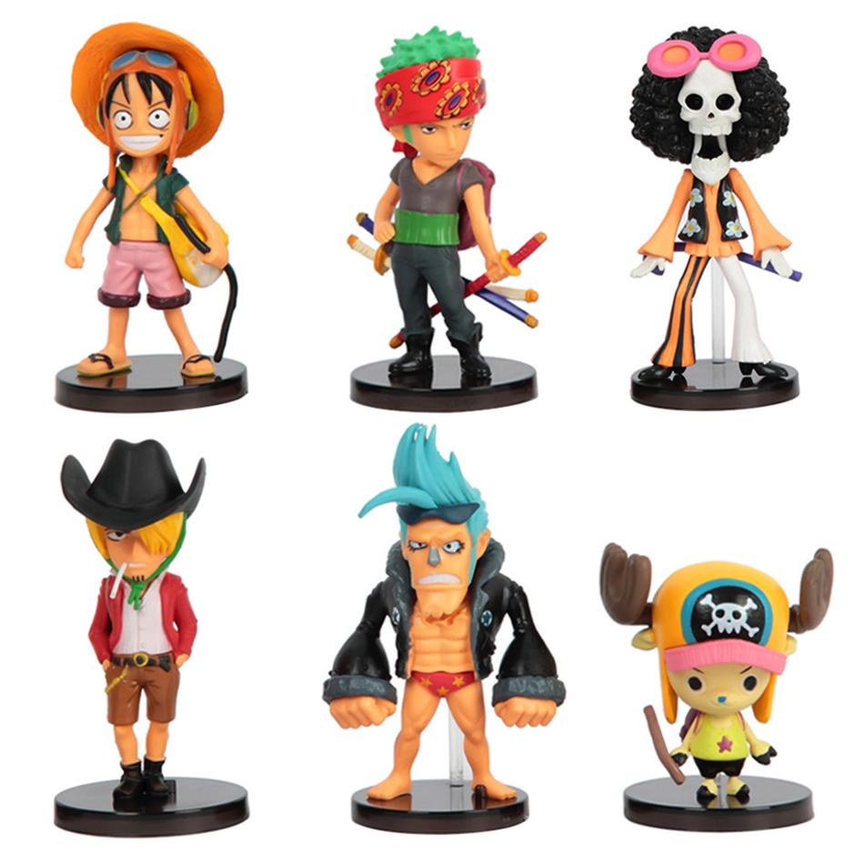 6 шт. Аниме One Piece Периферия Луффи Зоро Персонаж Ручная работа ПВХ Модель Милое Украшение Детская Игрушка Подарок на День Рождения Рождество