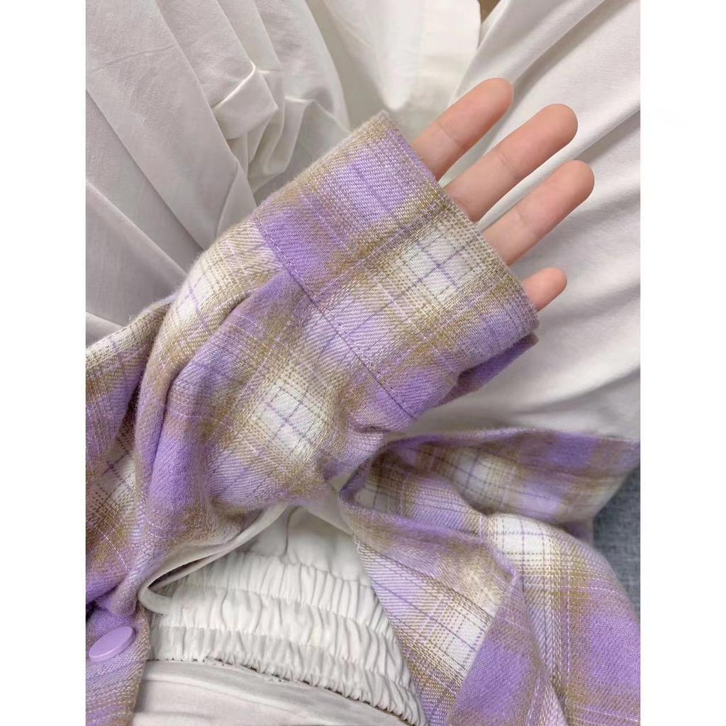 Весенне-осенняя женская рубашка с воротником поло, свободная повседневная клетчатая блуза, большой кардиган, женская блузка в корейском стиле