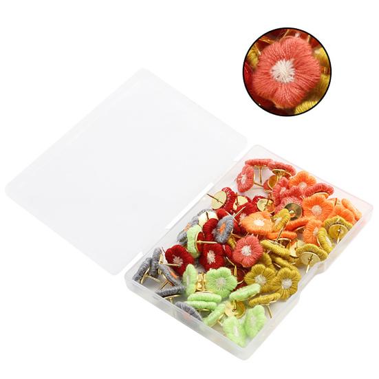 60 шт., канцелярская кнопка с цветочной вышивкой, красочная канцелярская кнопка, доска для объявлений, канцелярская кнопка для офиса, домашнего декора