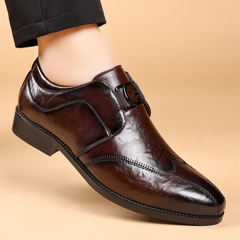 Aofu Shoes 3206 Hand Grab мужские повседневные деловые кожаные туфли, вышитые на ноге остроконечные банкетные кожаные туфли для мужчин