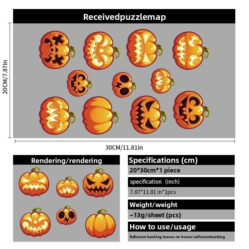 Украшения на Хэллоуин Наклейки на стену Голова тыквы Статические наклейки Наклейки на витрину торгового центра 2025 Наклейки на стекло с ведьмой