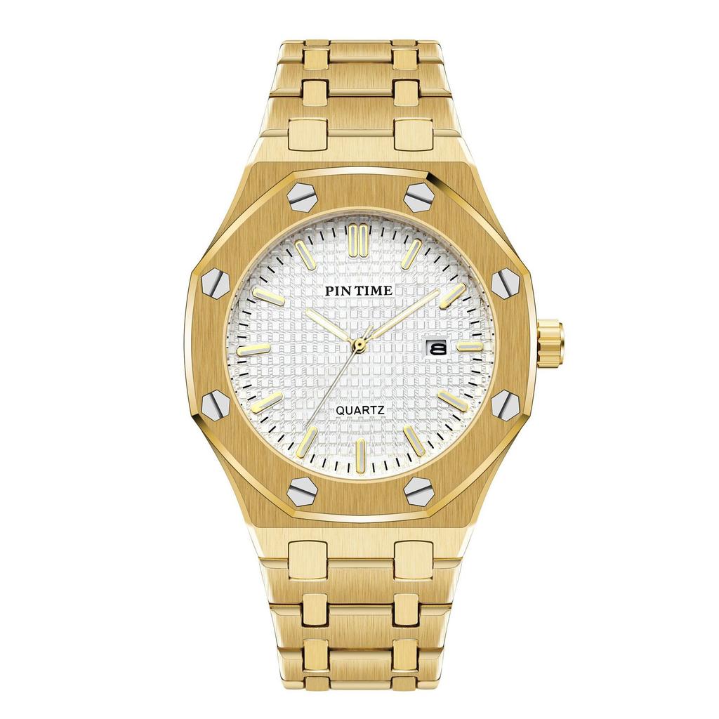 PINTIME Мужские часы класса люкс, автоматические часы с датой, водонепроницаемые, светящиеся, мужские наручные часы, кварцевые, из нержавеющей стали, спортивные часы