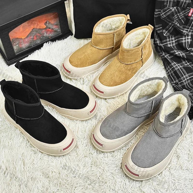 Men Leather High Top Snow Boots Fashion British Style Ankle Boots Men Autumn Winter Cotton Boot Anti Slip Outdoor Casual Shoes