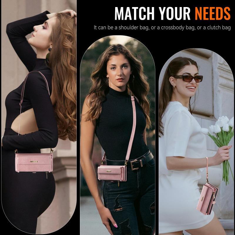 Crossbody Zipper Wallet Case for Iphone 18 Promax Air 17e 17 Pro Max 16 Plus 15 Pro 14 13 12 Stand Phone Case Strap Leather Case