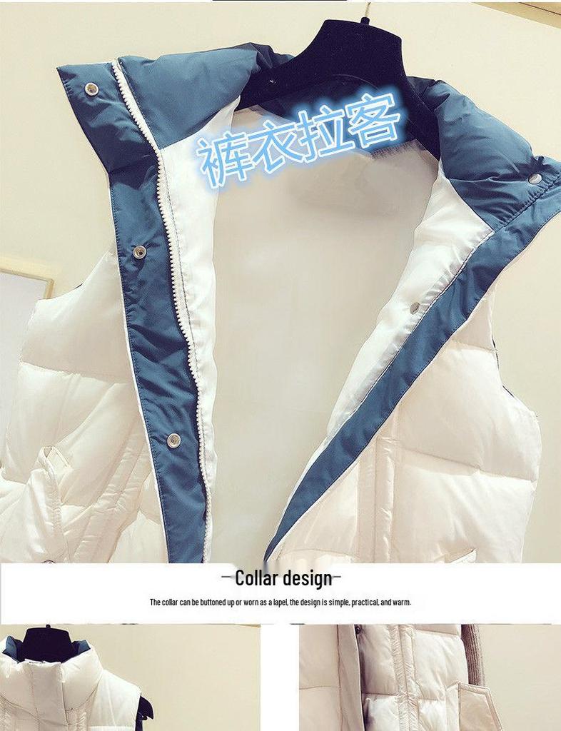 2024 Women's Short Slimming Sleeveless Down Vest - Korean Style, Autumn/Winter