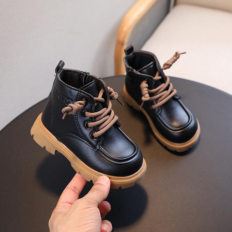 New Girls Winter And Autumn British Style Single Boots Boys Martin Boots Childrens Side Zipper Short Boots Single Boots