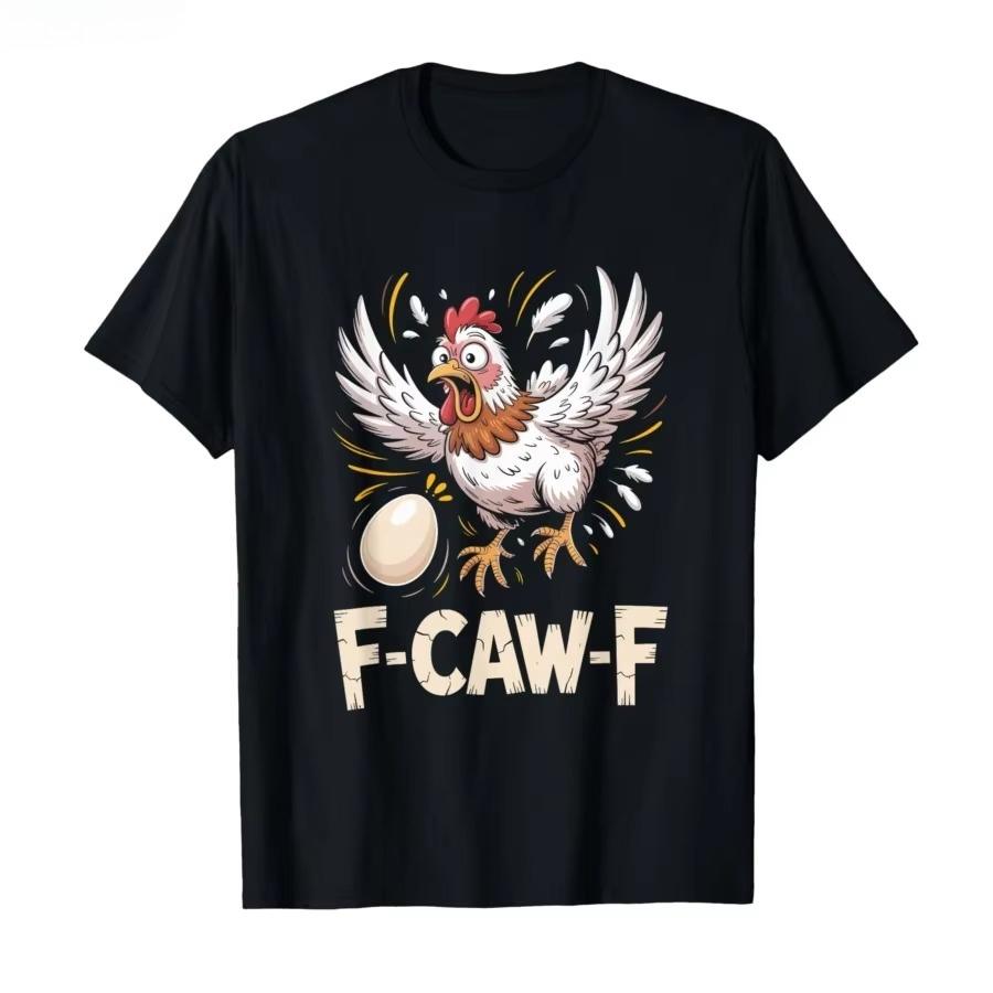 Funny F Caw F Chicken FCAWF Chicken TShirt Men Funny  Tee Shirt Crew Neck Short Sleeve T Shirts Gift Idea Clothes