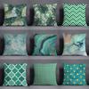 Dark Green Flower and Animal Pattern Home Decoration Pillowcase Square Pillowcase Home Office Decoration Cushion Cover