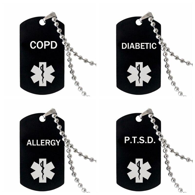 Медицинское оповещение-кулон, ожерелье диабетического типа, астма, болезнь сердца, ожерелья из нержавеющей стали для женщин и мужчин, модные аксессуары для медицинского оповещения