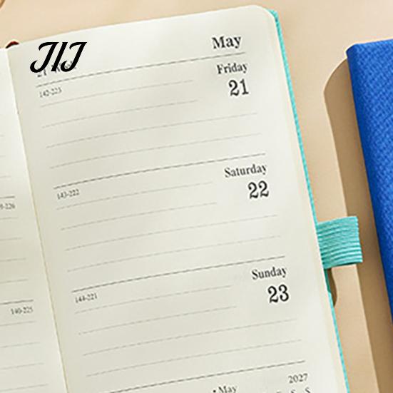 Office Productivity Tool 2027 Daily Weekly Planner with Elastic Strap And Pen Holder, PU Holder Leather Cover Agenda Notebook, Pocket Size Schedule