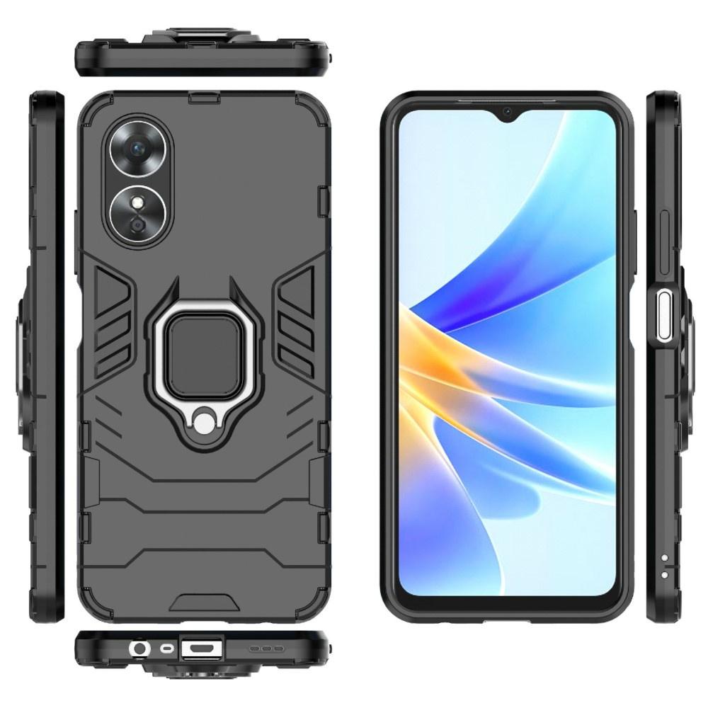 Case for Oppo A17, Kickstand Ring, black