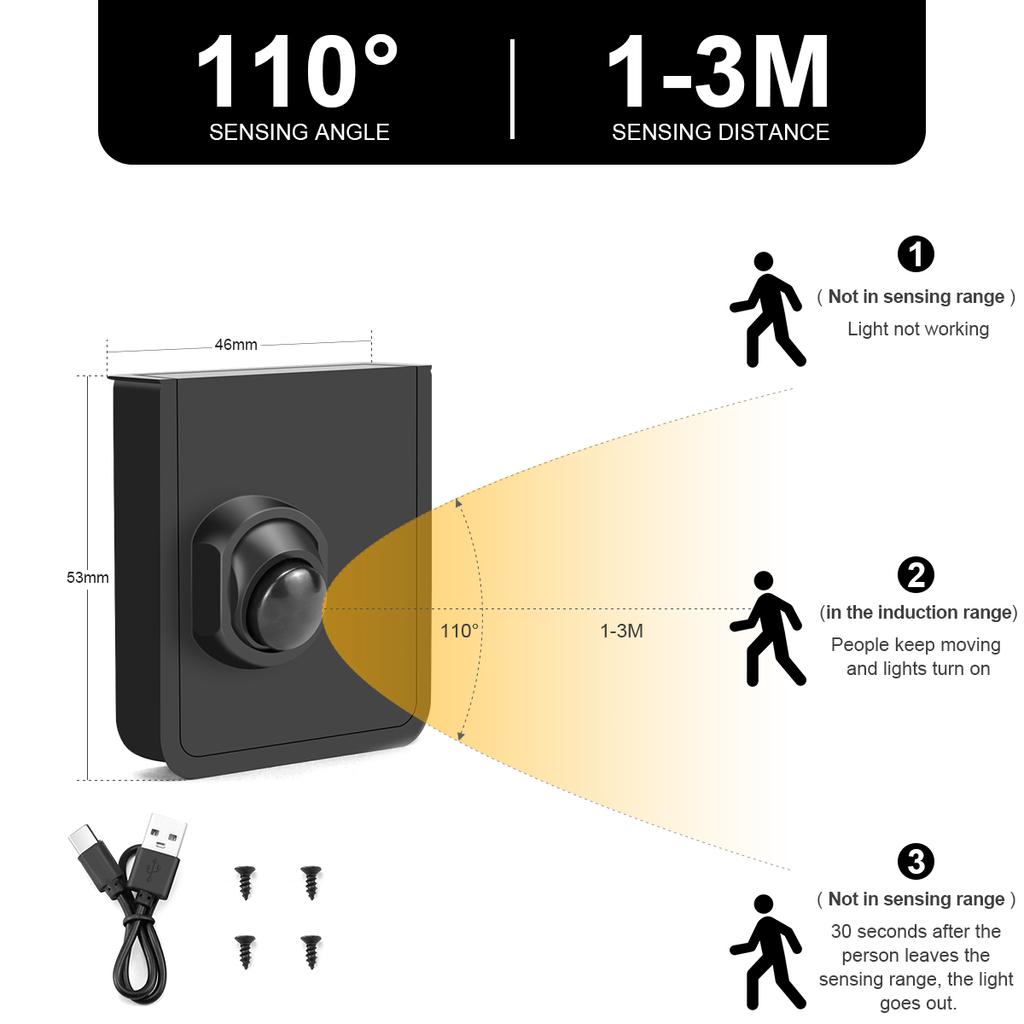 COB LED Strip Light With Portable PIR Motion Sensor Switch/Wireless RF Reciever DIY Kitchen Cabinet Bed Room Stair Night Lamp