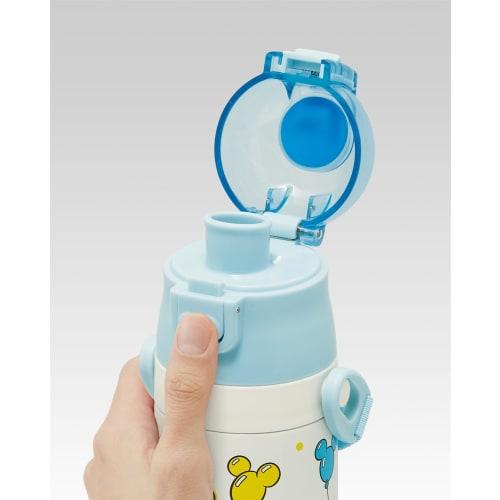 Skater Children's Water Bottle, 2-Way, 470ml (Direct Drinking) or 430ml (Cup Drinking), Disney Mickey & Friends Balloon Design, Stainless Steel, Insul
