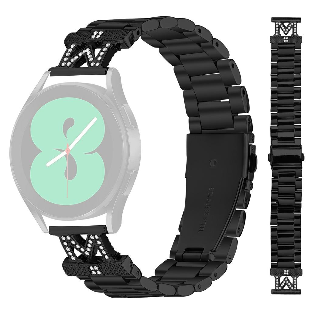 For Realme Techlife Watch S100 Watch Strap Rhinestones Decor 3-Bead Stainless Steel Band