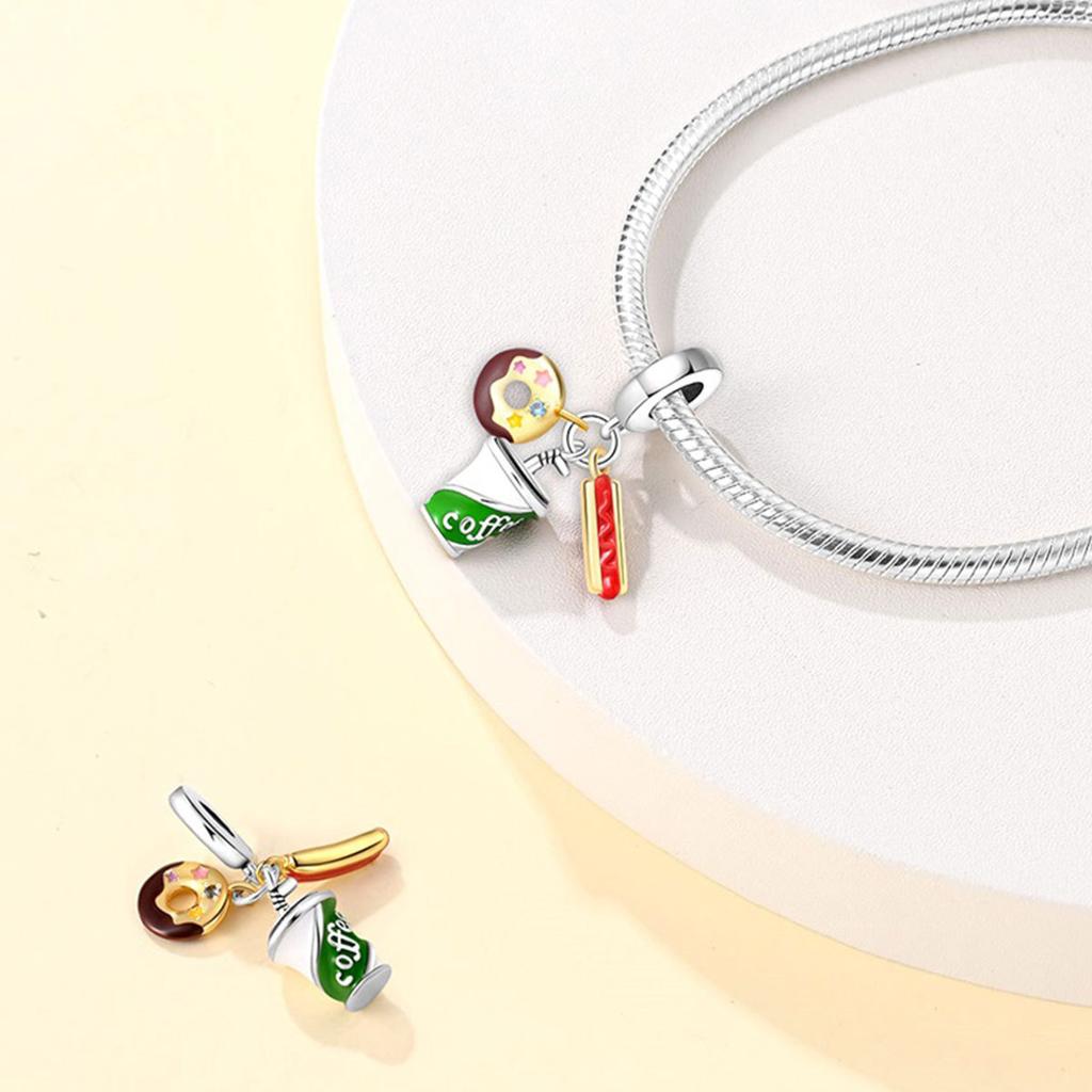 Diy Jewelry Accessories Bracelet White Copper Plated 925 Silver Gourmet Macaron Chips Chocolate Cake Pendant Pendant Beads