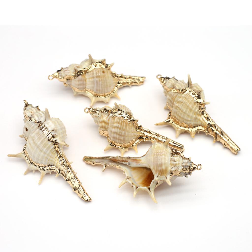 Креативный винтажный кулон в виде ракушки с золотым краем и полосатым гребешком для изготовления ювелирных изделий своими руками, ожерелья, аксессуары для рукоделия, женщин и мужчин, подарки AVE