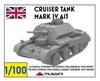 Mussini WW2 Британский крейсерский танк A13 Набор из смолы 1/100 Mk.IV (2 куска) MM100-011 (танк)