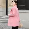 Spring/Autumn/Winter Slim Woolen Coat V-neck Solid Color Long Coat Large Size Casual Warm Windbreaker Temperament Top with Pendant