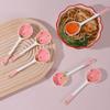 1 шт., милая клубничная керамическая ложка для супа, мороженое, ручная роспись, кофейный десерт, ложка с длинной ручкой, кухонная посуда, аксессуары