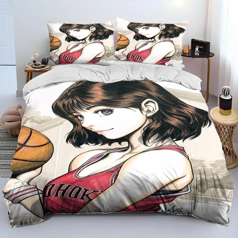 Постельное белье с одеялом из аниме Slam Dunk, комплект постельного белья, размер King Queen, пододеяльник, наволочка, японский мультфильм, для детей