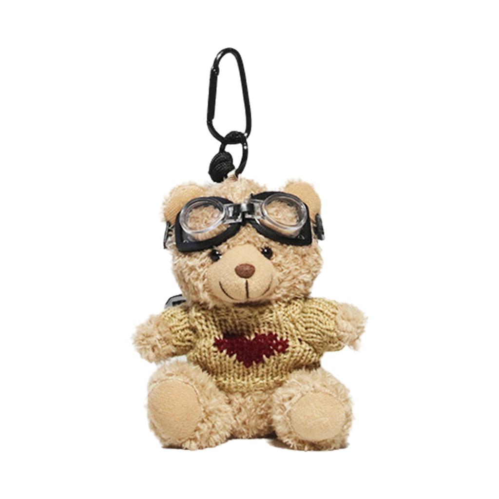 Lovely Pilot Bear Keychain Cute Pendant for Bag and Key Plush Keyring Phone Charm Personalized Animal Decoration