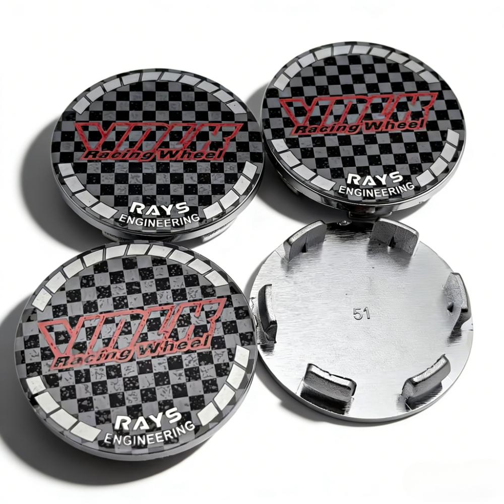 4pcs VLOK Racing Logo Emblem Car Wheel Center Caps 51MM Clips 46MM Wheels Hub Cap Rays Badge Rim Hubcaps Dust Cover Accessories