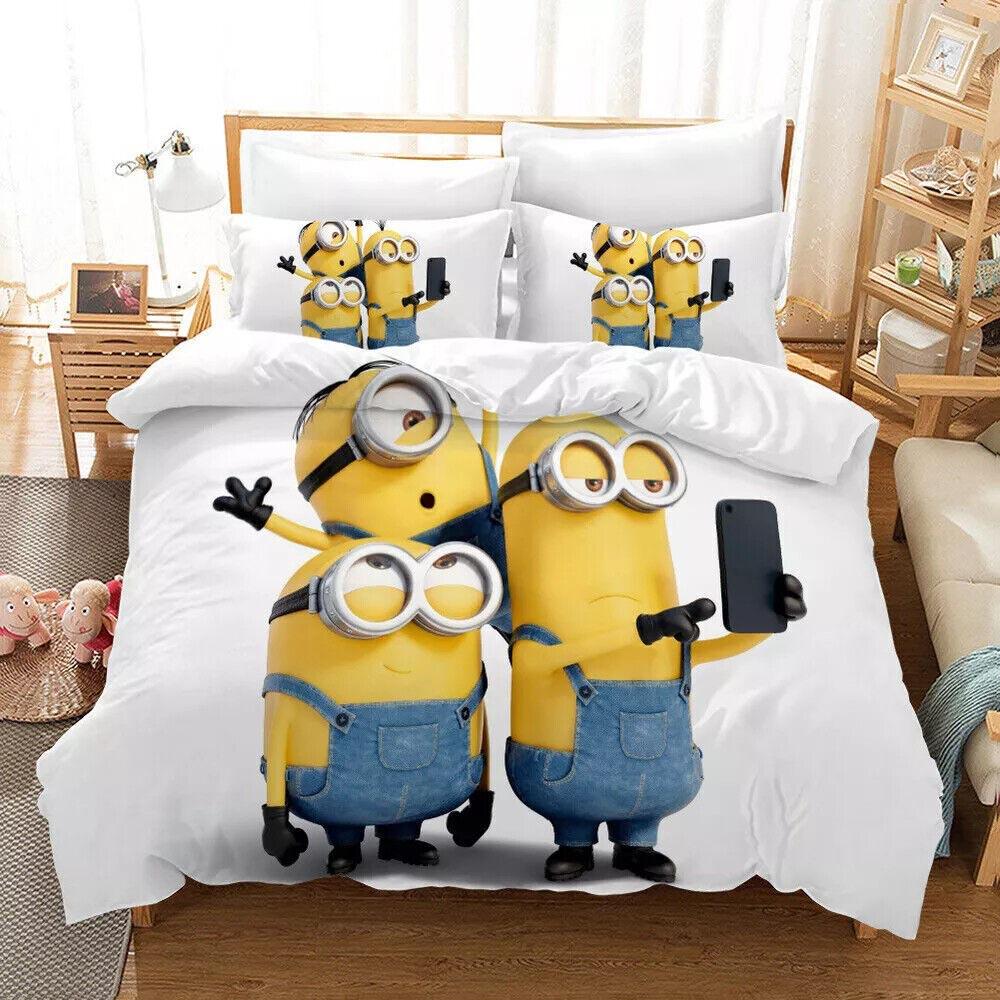 Cartoon Bedding Sets Exquisite Bed Supplies Set M-Minions Duvet Cover Bed Comforter Set Bedding Set Luxury Birthday Gift