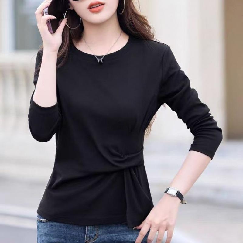 Women S Oversize Long Sleeve Round Neck T Shirt Slim Fit Autumn Top
