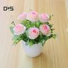Blooming Bouquet Artificial Bonsai Fake Rose Flower Plant Pot Home Garden Party Table Decoration